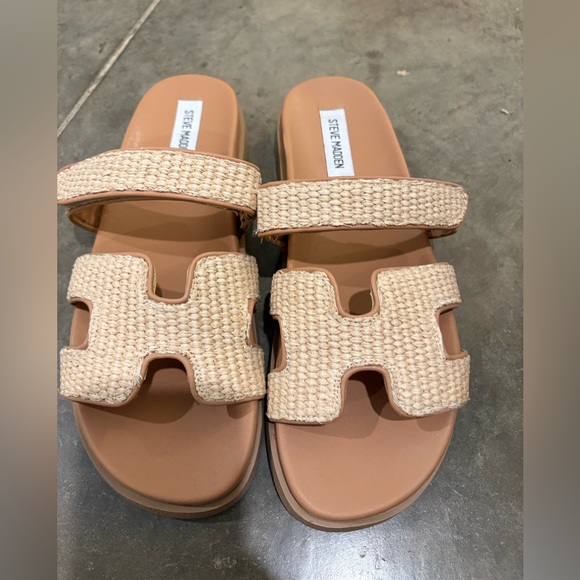 Steve Madden Shoes - Steve Madden Beige Woven Slide Sandals